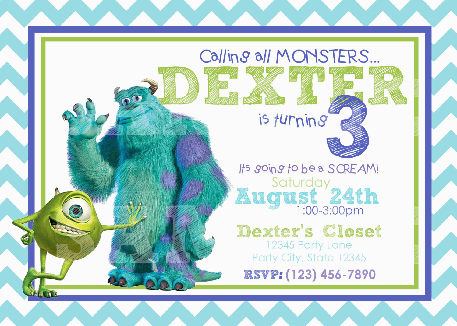 monsters inc birthday invitation