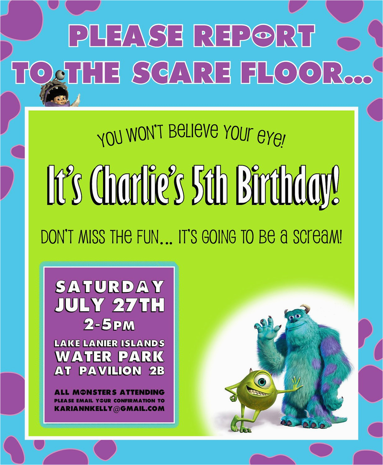 monsters inc 1st birthday invitations