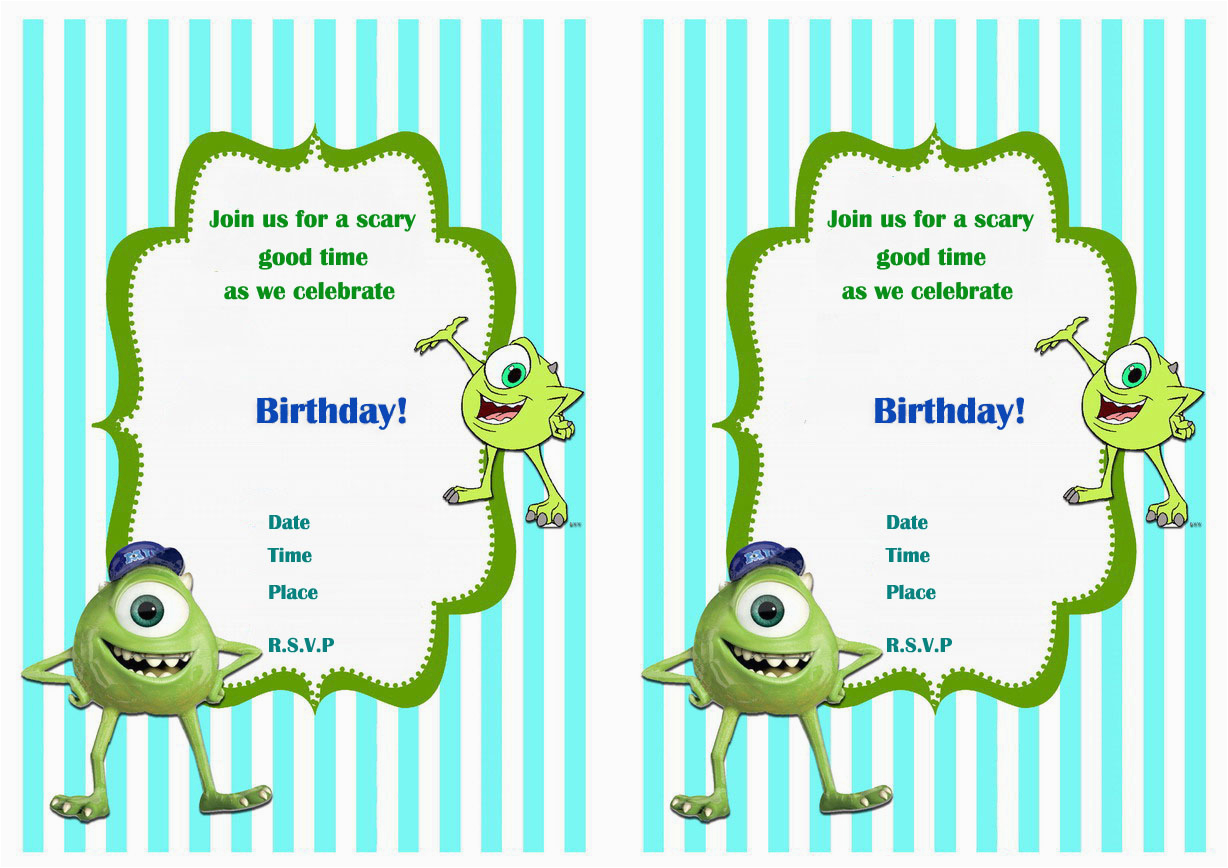 monsters university birthday invitations birthday printable