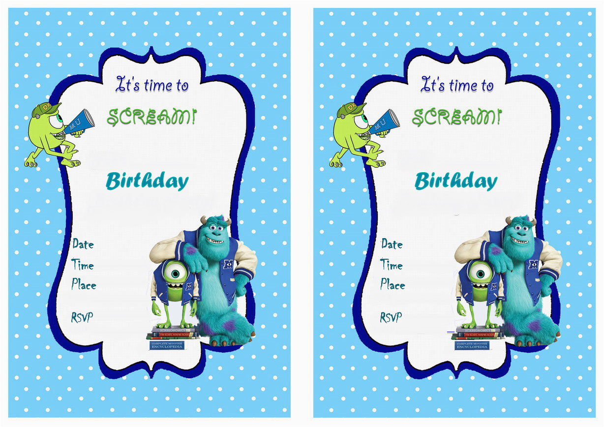 monsters university birthday invitations birthday printable