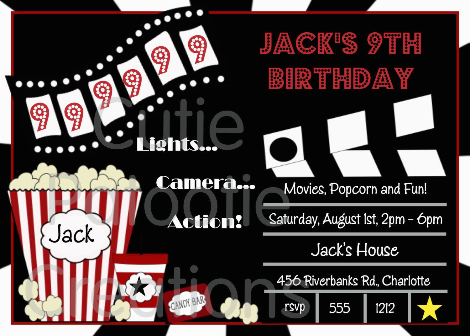 movie birthday invitations movie night