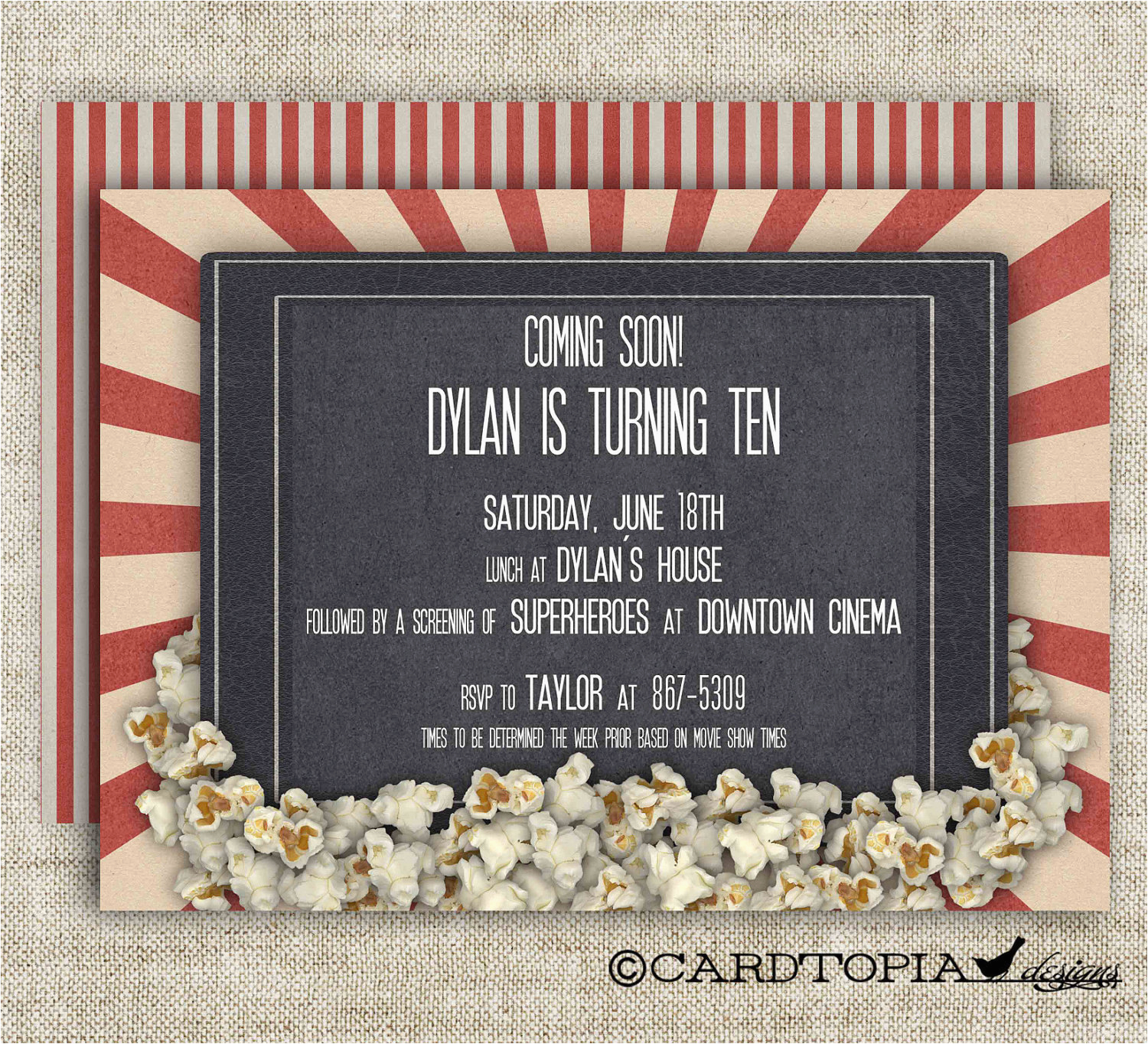 movie theater birthday party invitations