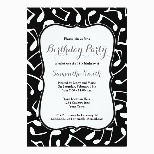 music notes themed birthday party invitation 256621619803225970