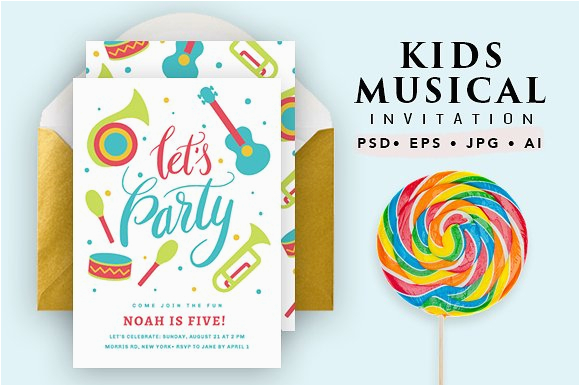Musical Birthday Cards for Children Printable Musical Birthday Card Invitation Templates