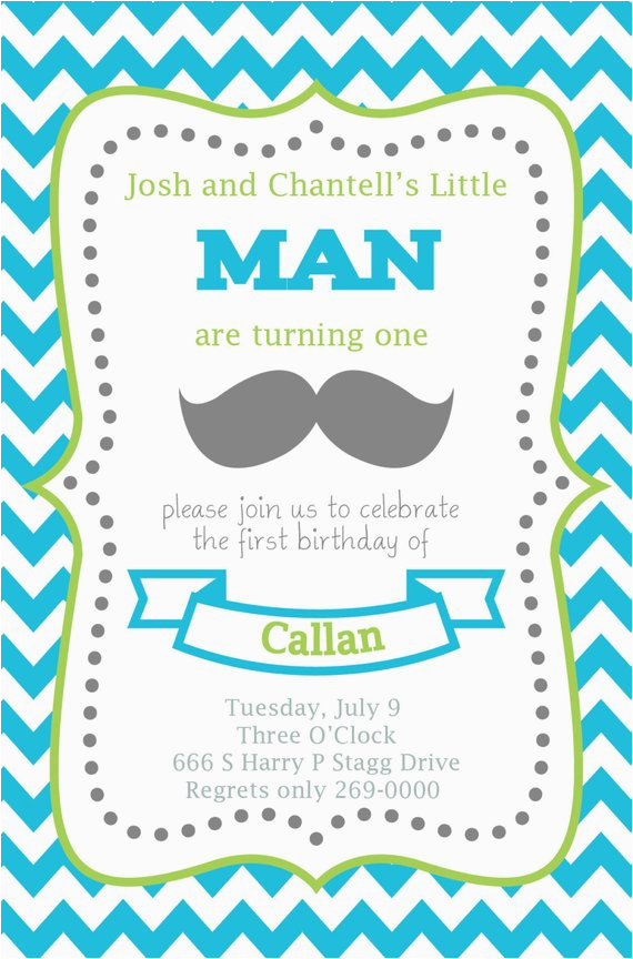 mustache bash first birthday invitation