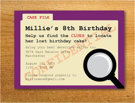 mystery theme party invitation clue