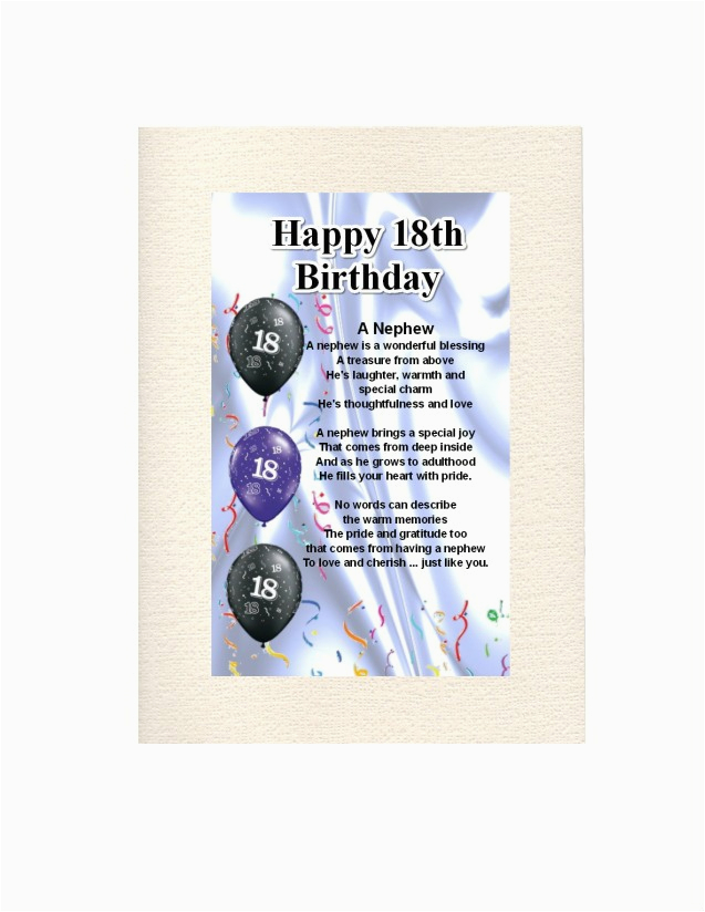 personalised greeting card a nephew poem 18th birthday