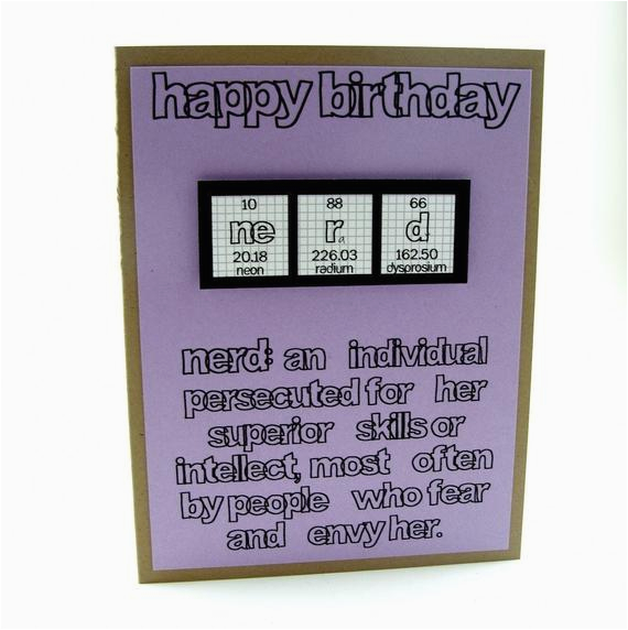 nerd birthday card purple girl