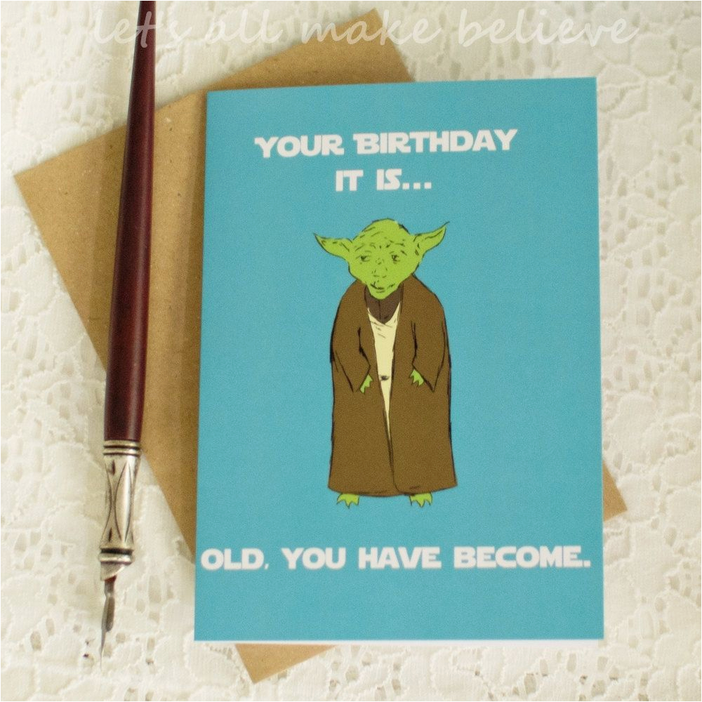 Nerd Birthday Cards Star Wars Yoda Inspired Card Nerd Birthday Blank ...