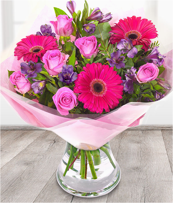 gerbera and rose hand tied next day flowers