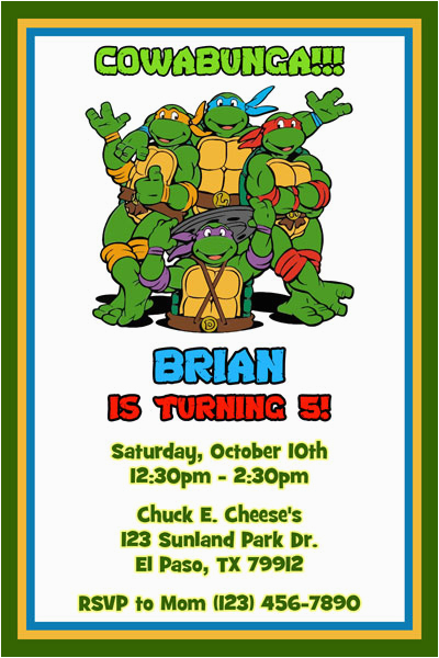 ninja turtles invitations