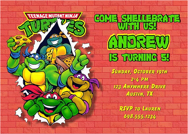 teenage mutant ninja turtles birthday party invitations