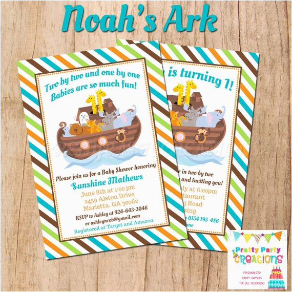 noahs ark baby showerbirthday invitation