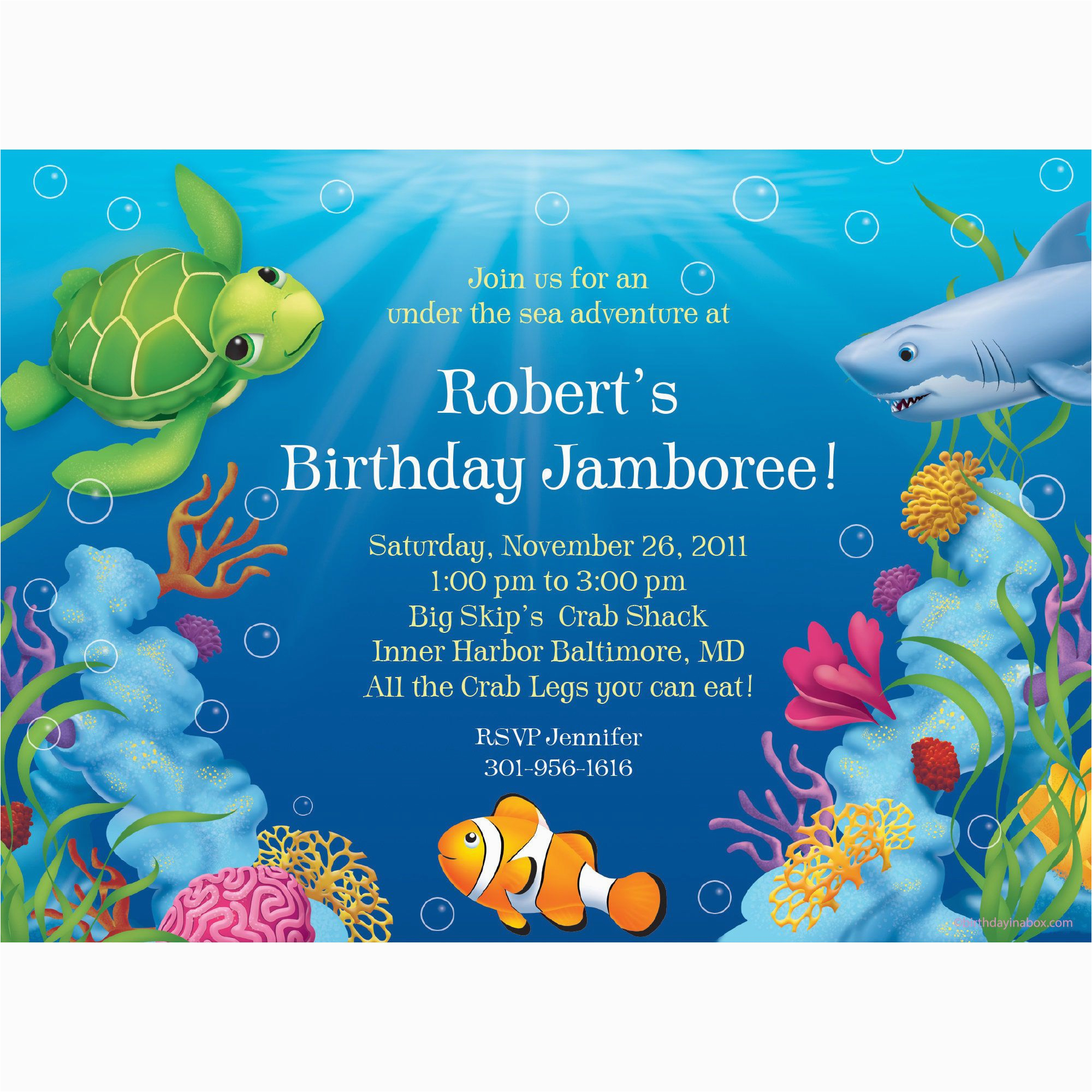 ocean party personalized invitation each