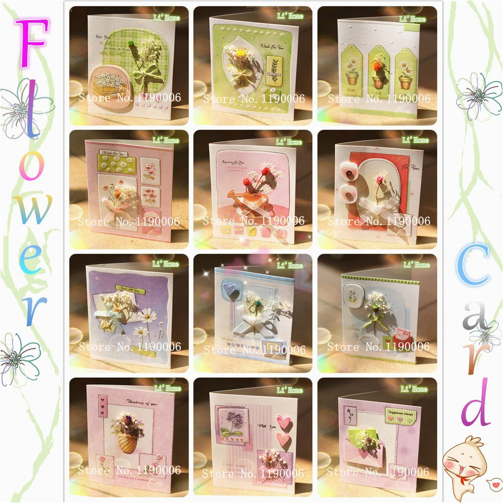 free shipping wholesale real flowers greeting cards