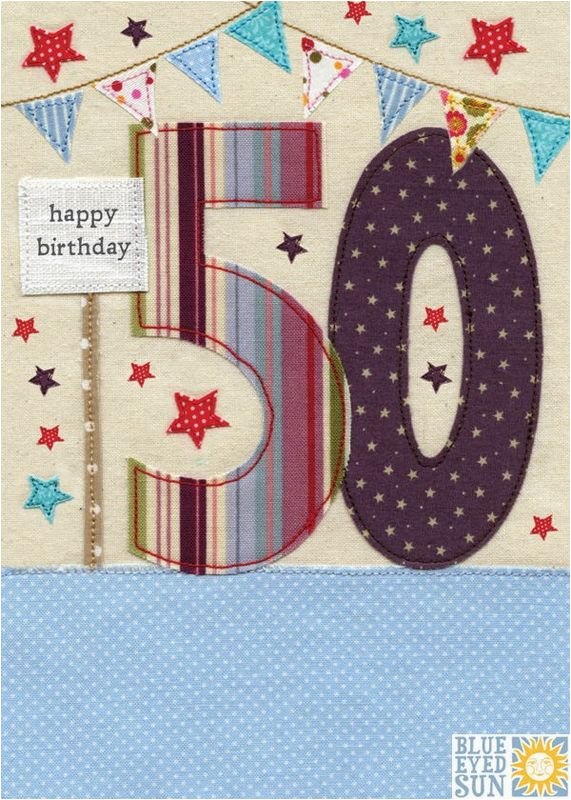 stars bunting 50th birthday card