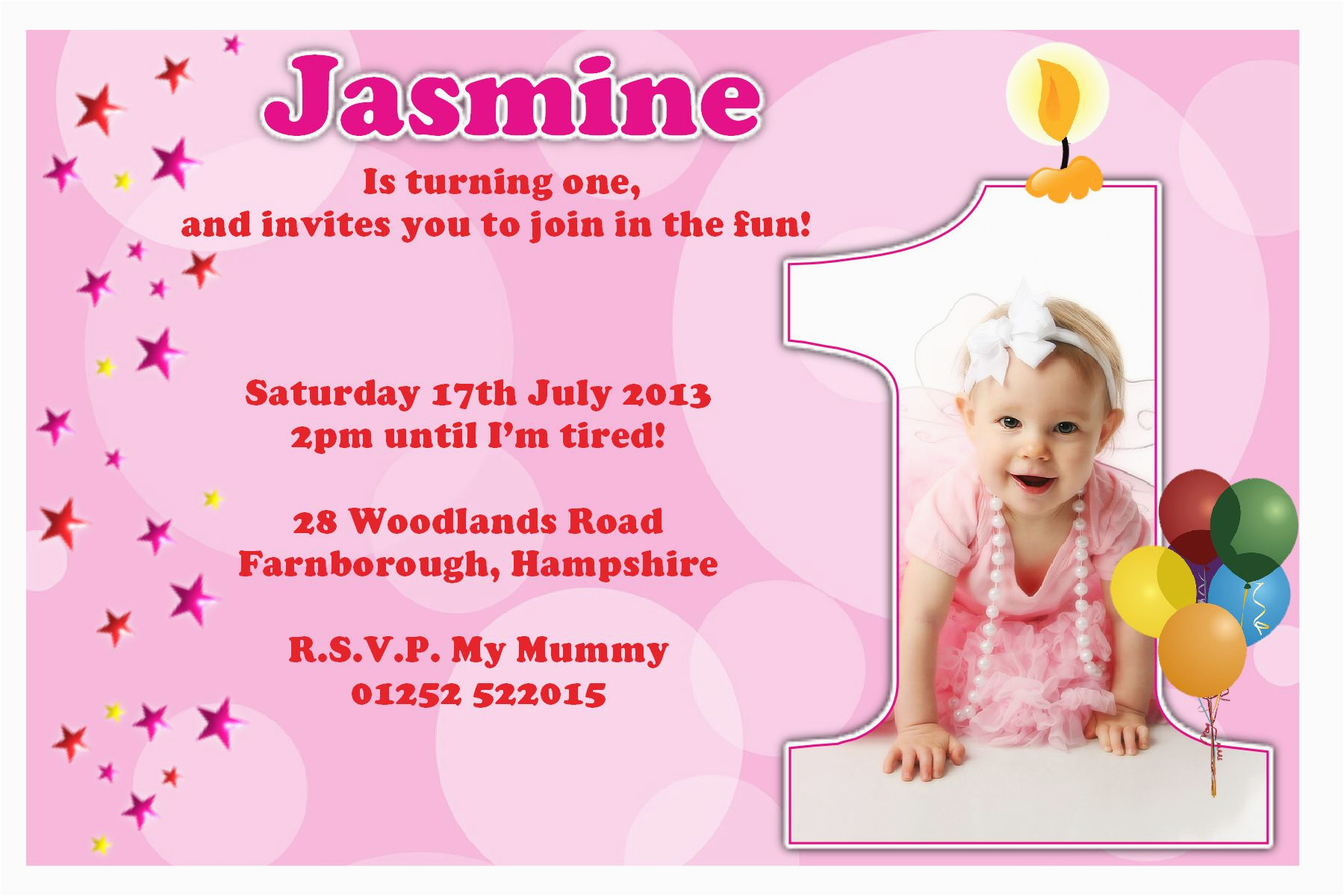 Online First Birthday Invitation Cards 1st Birthday Invitations Girl Free Template Baby Girl 39 S