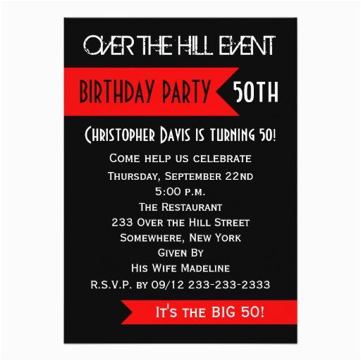 50th birthday party invitation over the hill 161083970039951819