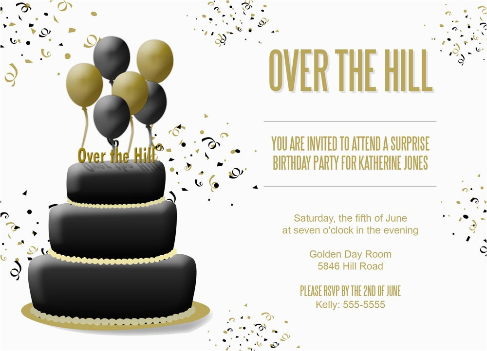 over the hill cake invitation