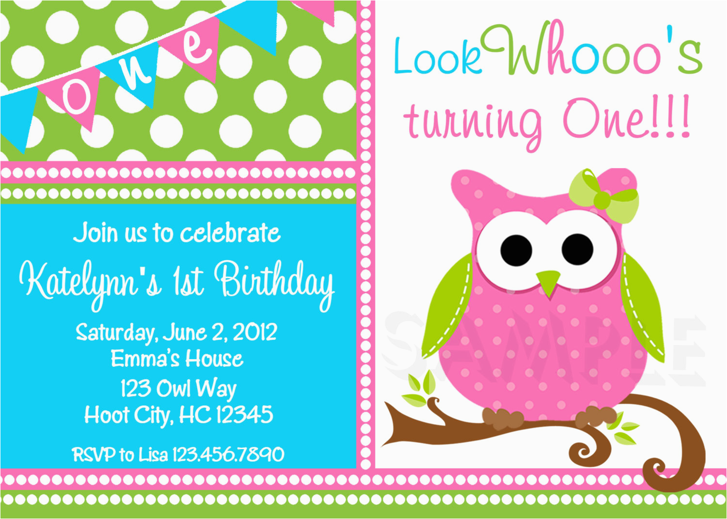 owl birthday party invitation