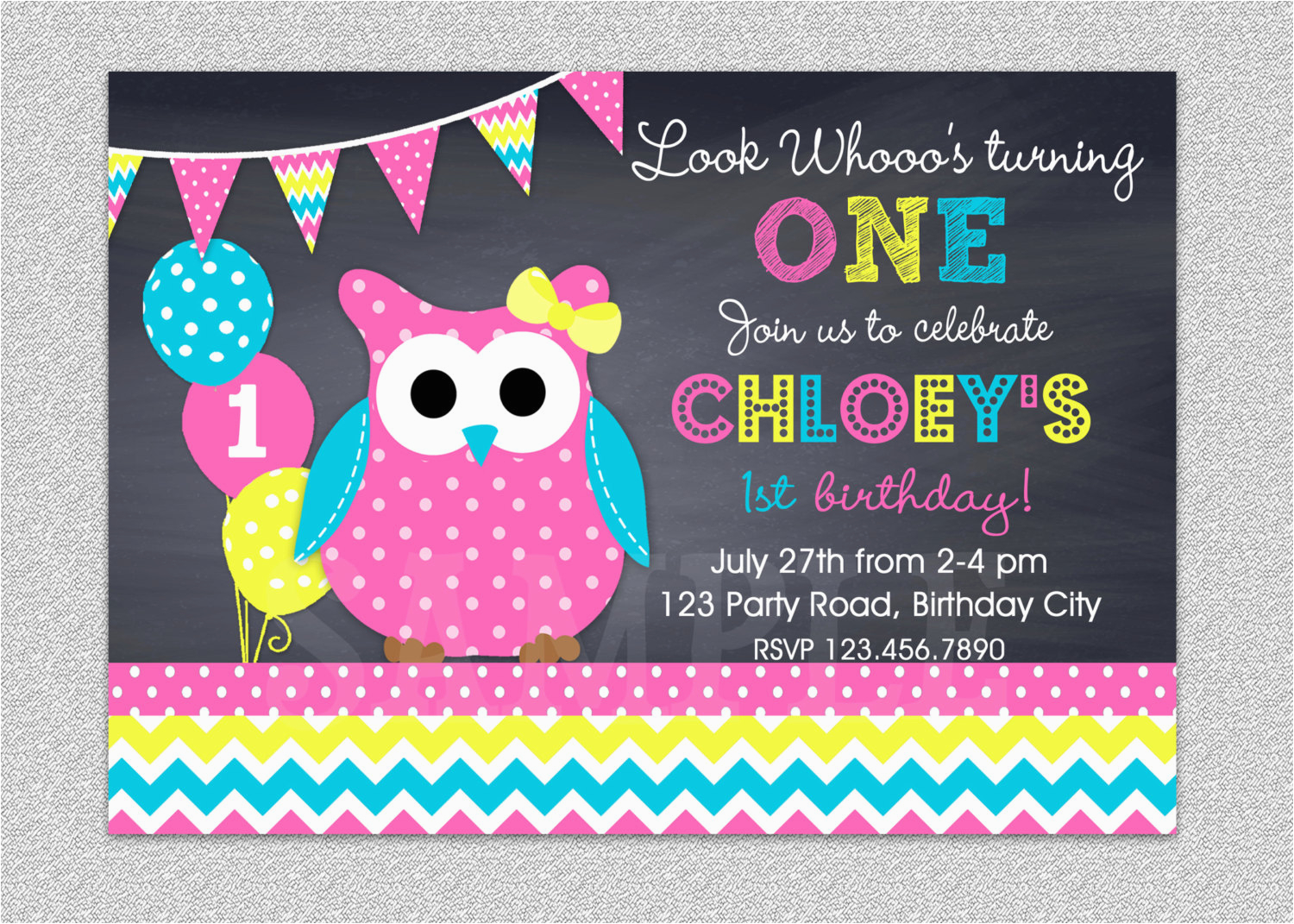 owl birthday invitation chevron owl