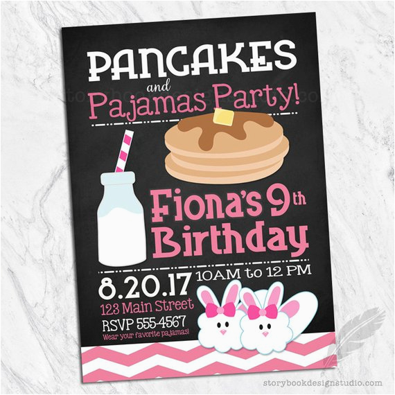 pancakes pajamas birthday party invitations brunch