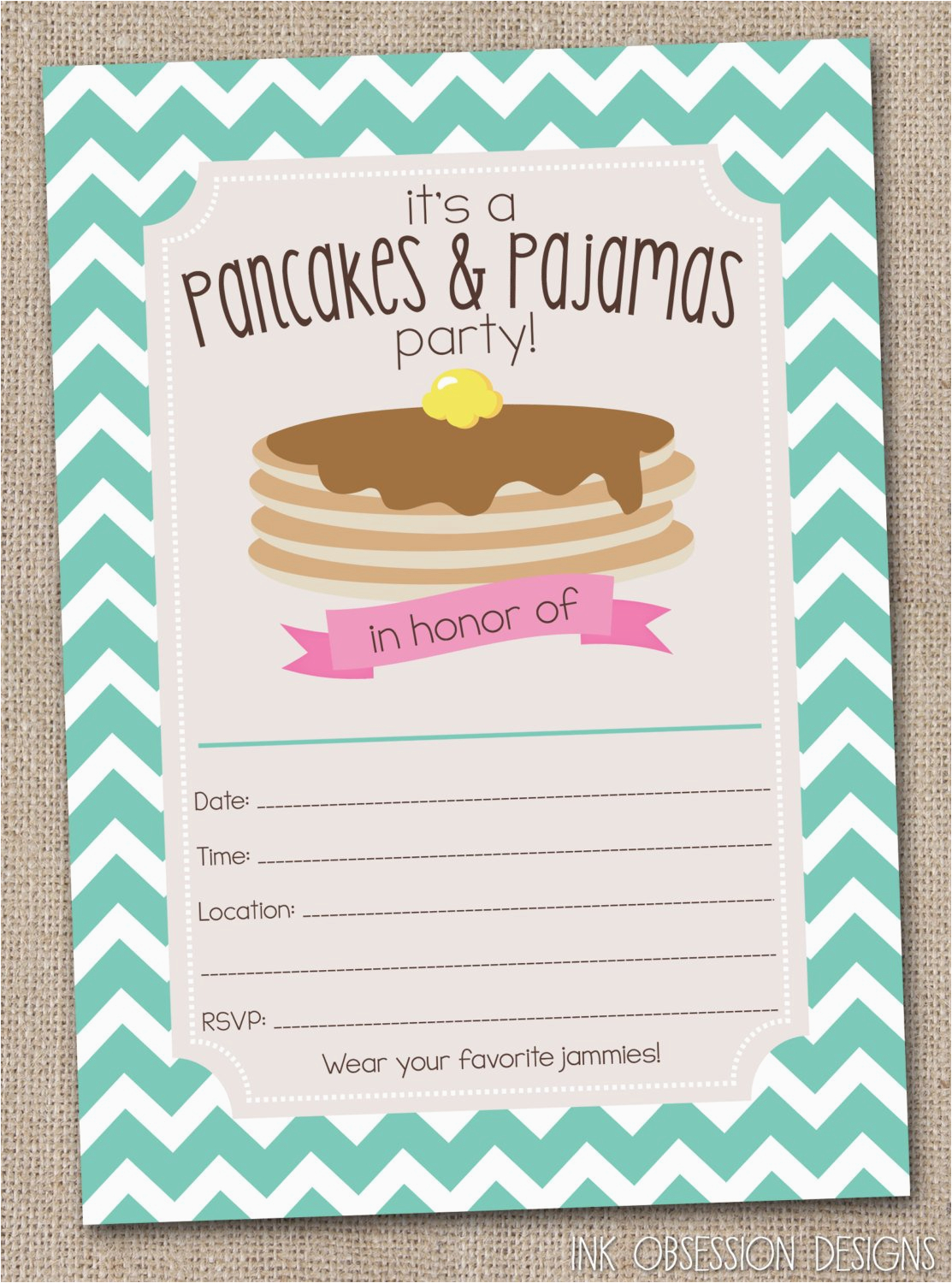 pancakes pajamas party invitations