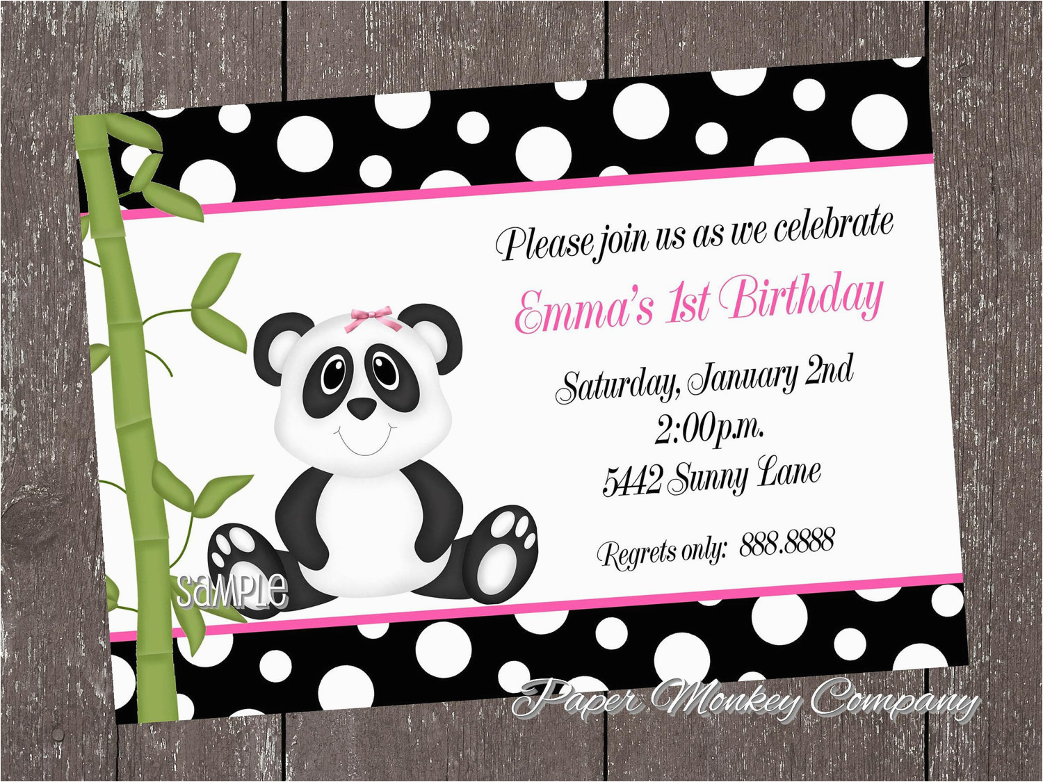 panda bear birthday invitations for boy