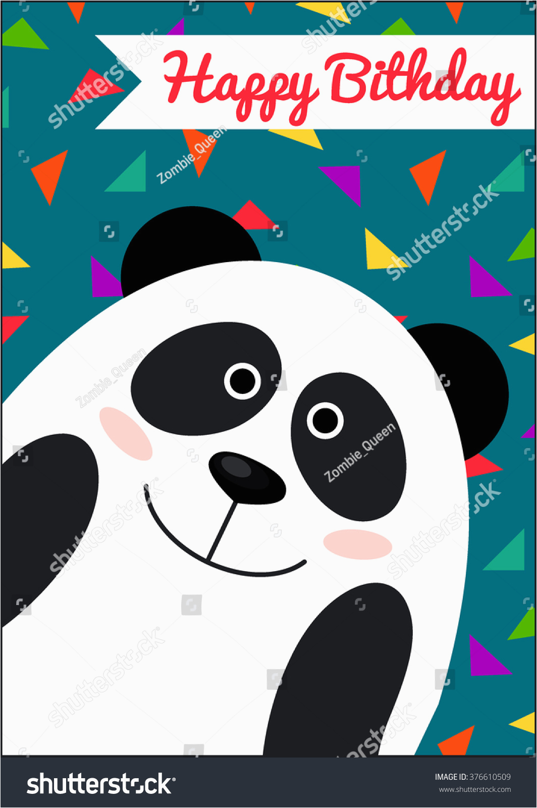 happy birthday card panda template 376610509