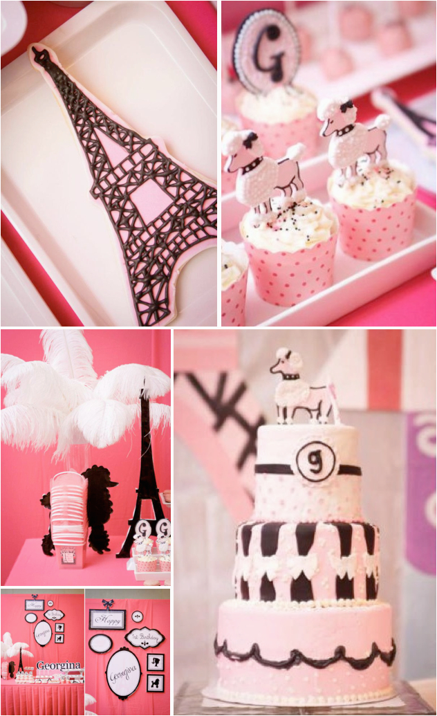 poodle in paris themed 1st birthday party