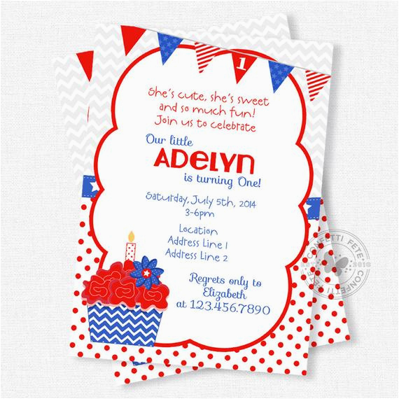 4th july cupcake digital invitation print