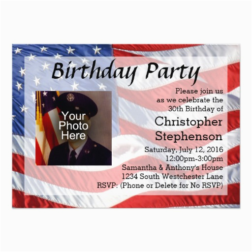flag photo patriotic birthday party invitation 256846693636797200