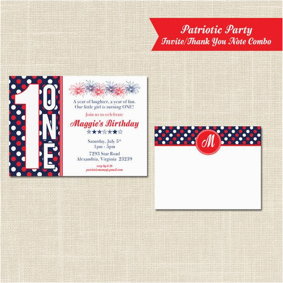 patriotic birthday invitation and thank