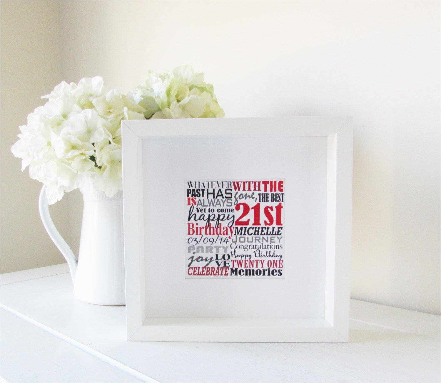 personalized 21st birthday gift framed print personalised word