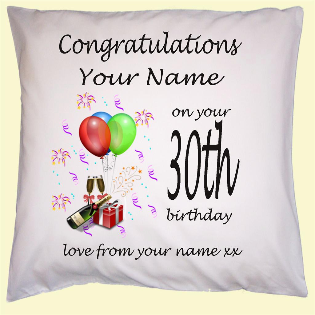 personalised 30th 40th 50th 60th birthday gift cushion