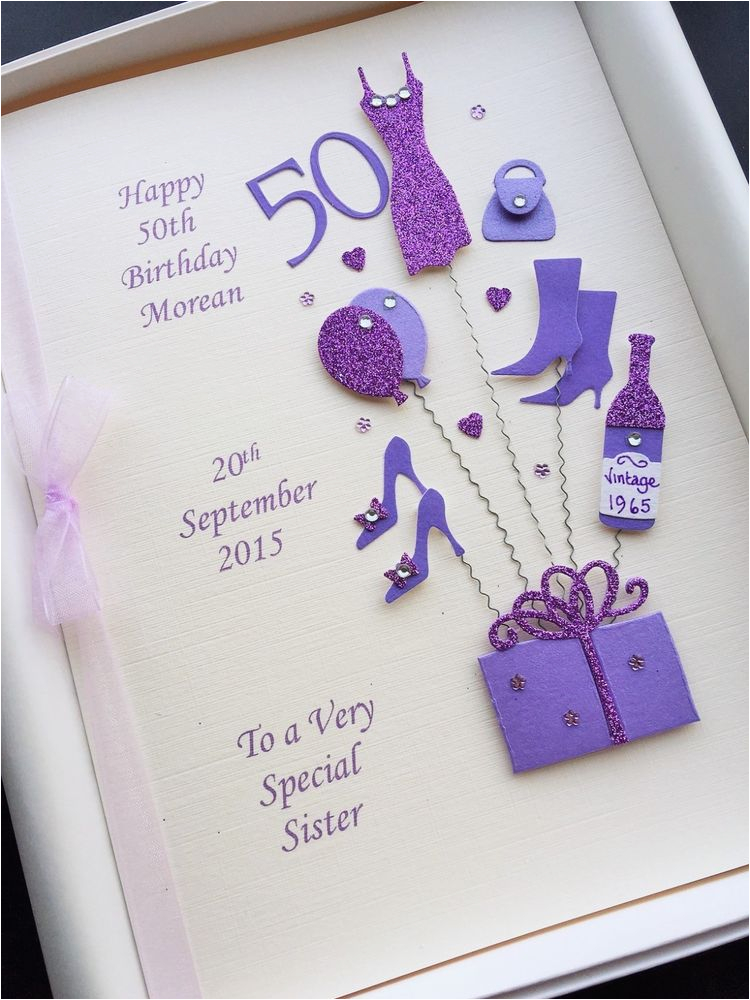 50th birthday card for women personalised handmade gift