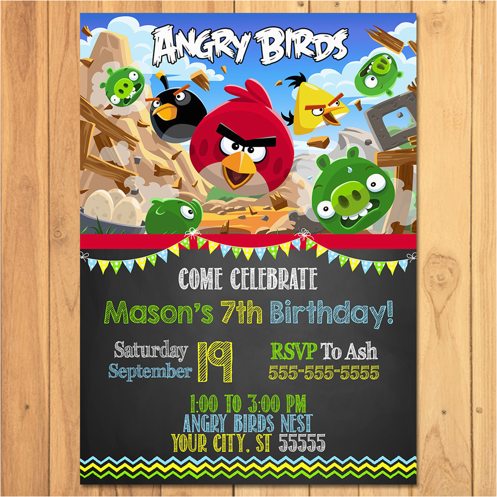 angry birds invitation chalkboard angry