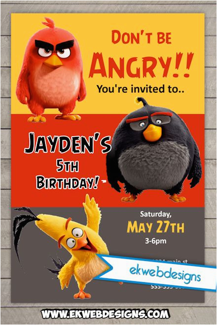 angry birds movie custom birthday invitations
