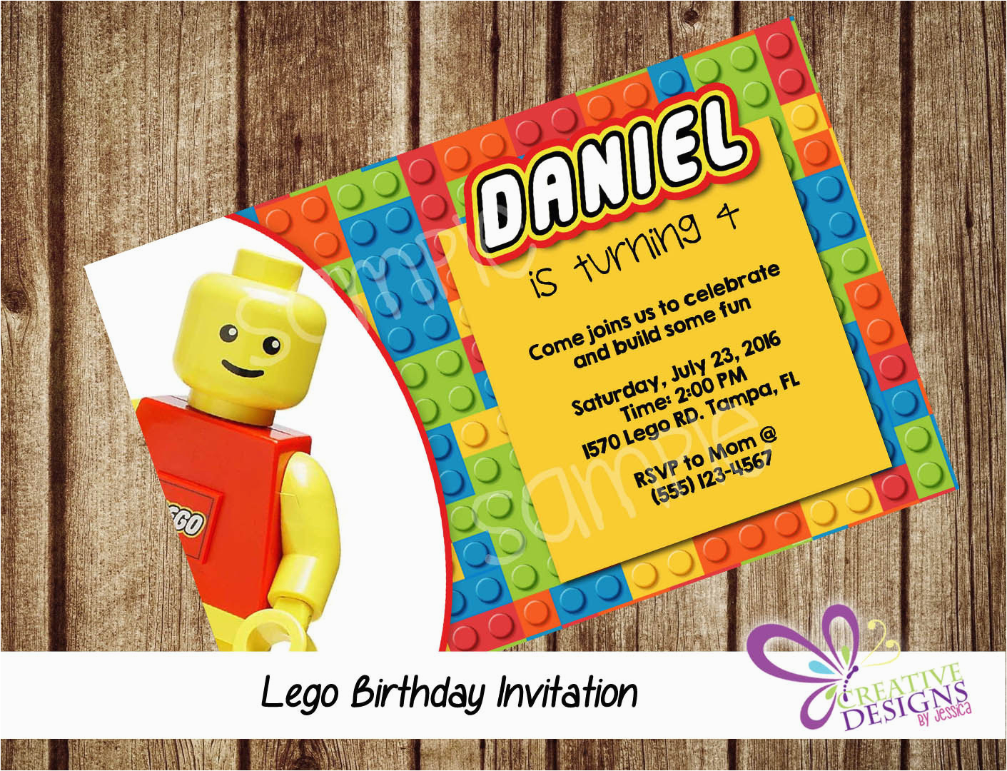 lego birthday invitation personalized
