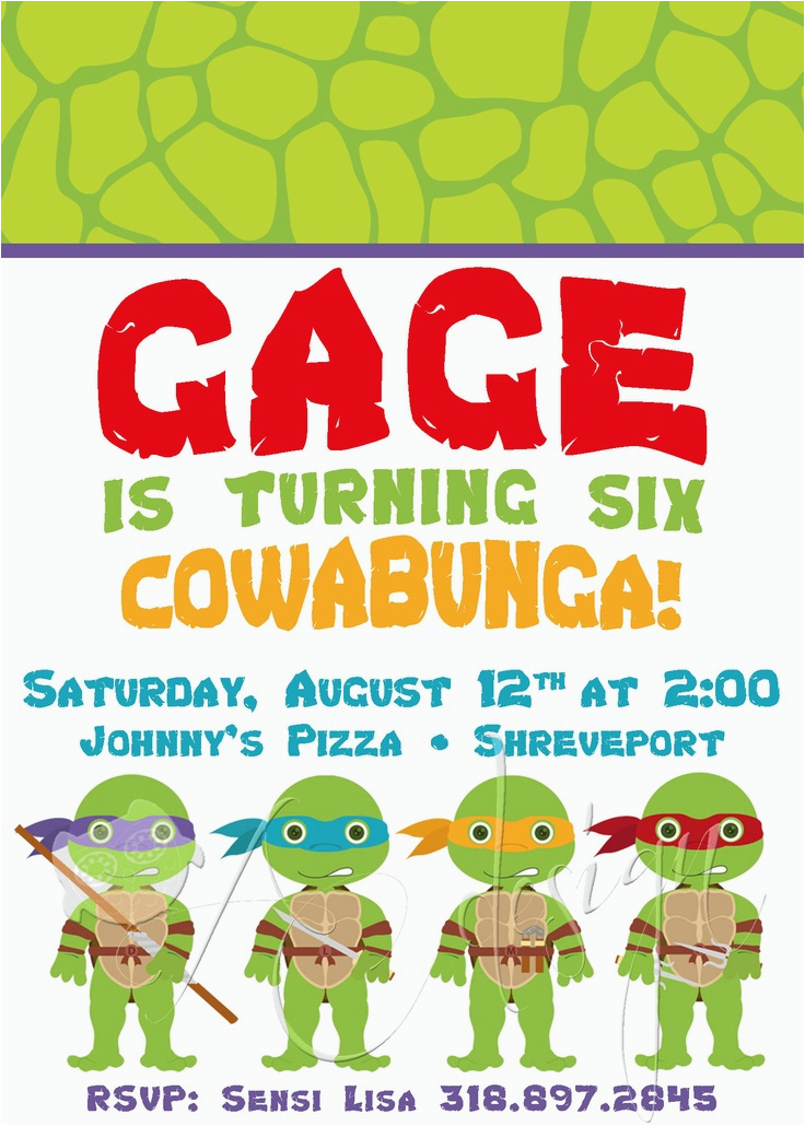 ninja turtle party invitations printable