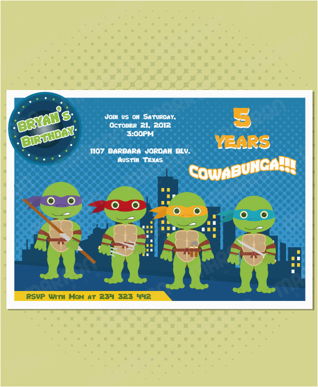 1308988 teenage mutant ninja turtles inspired birthday custom invitation 5x7 digita