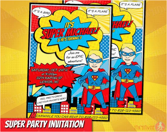 personalized superhero birthday invite superman party