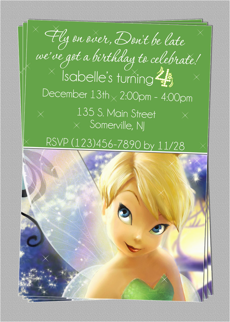 Personalized Tinkerbell Birthday Invitations Custom Tinkerbell Fairies Birthday Party Invitations Diy