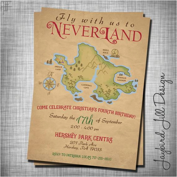 neverland birthday invitation peter pan