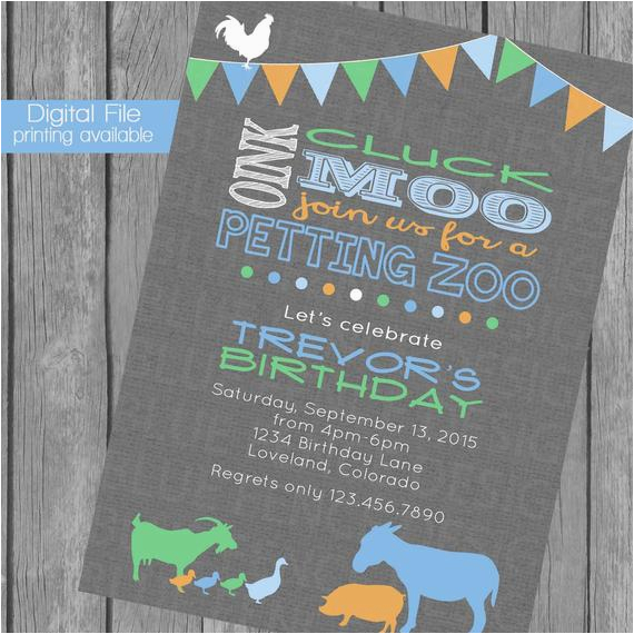petting zoo birthday party invitation bunting banner farm