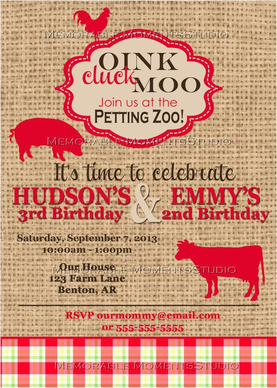 printable invitations vintage petting zoo or farm party