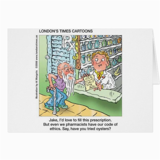 old man the pharmacy funny offbeat cartoon gifts card 137388237669935732