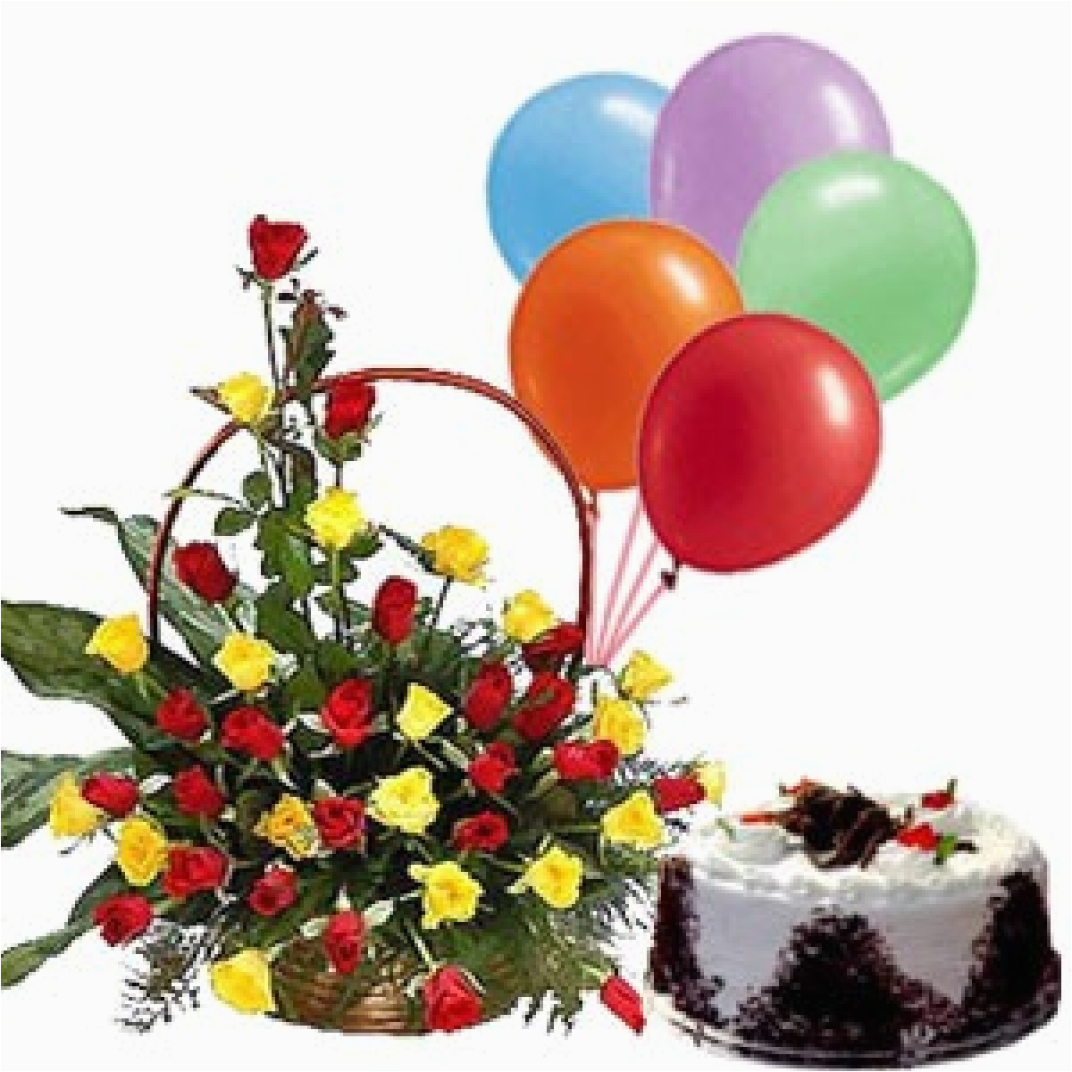 a birthday special combo 30 red yellow roses basket