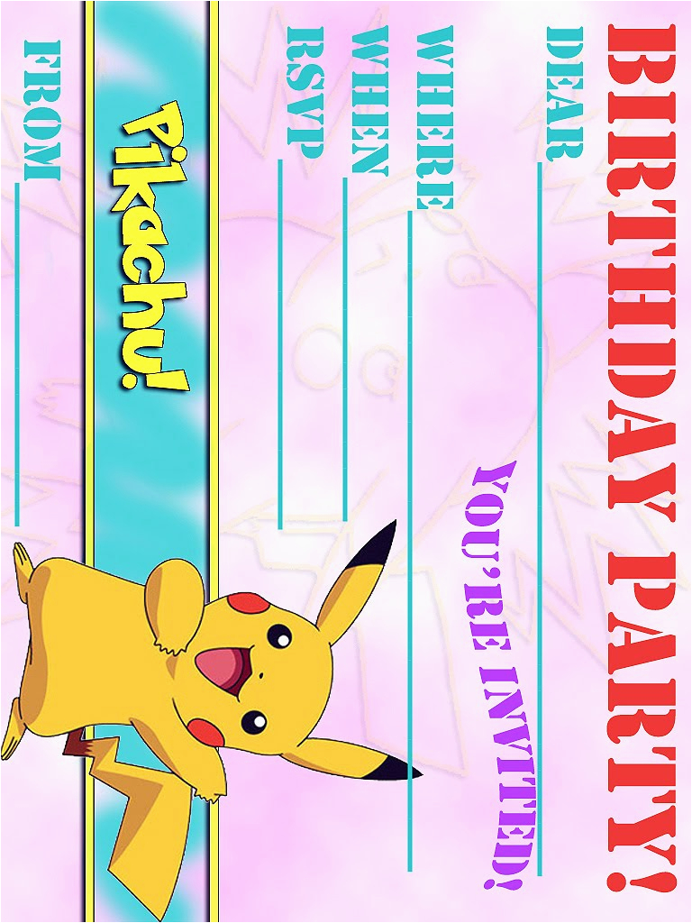 free pikachu party invitation