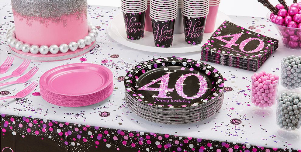 pink sparkling celebration 40th birthday party supplies